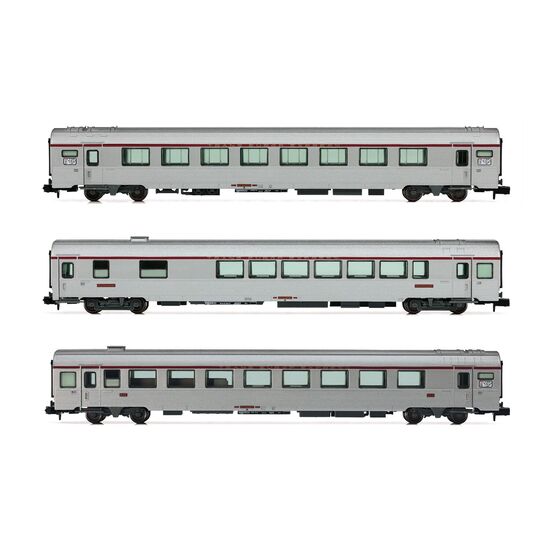 SNCF Coffret de 3 TEE Cisalpin Milan - Paris 1/2 Vru + A3rtu + A8u argenté Ep.IV