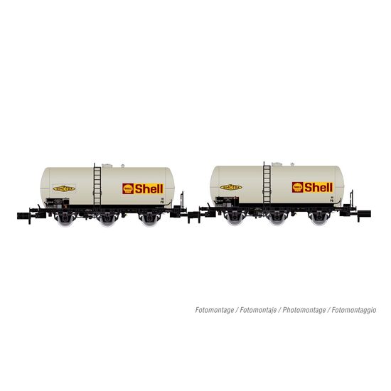 SNCF 2er-Set 3-achsiger Kesselwagen SHELL Ep.IV