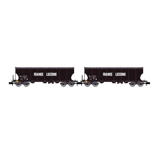 SNCF 2er-Set 4-achsiger Getreidewagen FRANCE LUZERNE (rounded lateral sides) Ep.IV