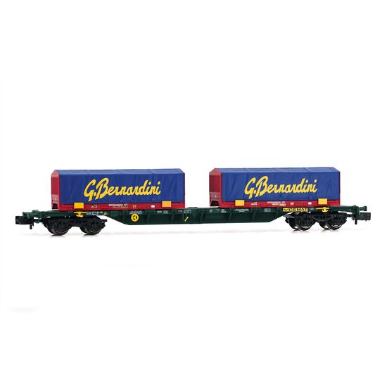 FS CEMAT 4-achsiger Sgnss Containertragwagen grün mit 2x 22' coil container Bernardini Ep.VI