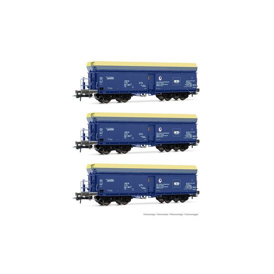 PKP Cargo 3er-Set Selbstentladewagen Wagen Fals blau/gelb Ep.VI
