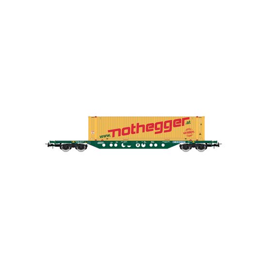 CEMAT wagon porte-conteneurs Sgnss vert CEMAT avec conteneur 45' Nothegger Ep.VI