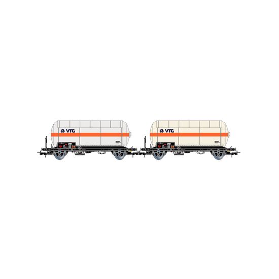 DB Coffret de 2 wagons-citernes à gaz à 2 essieux avec toit ouvrant VTG Ep.V