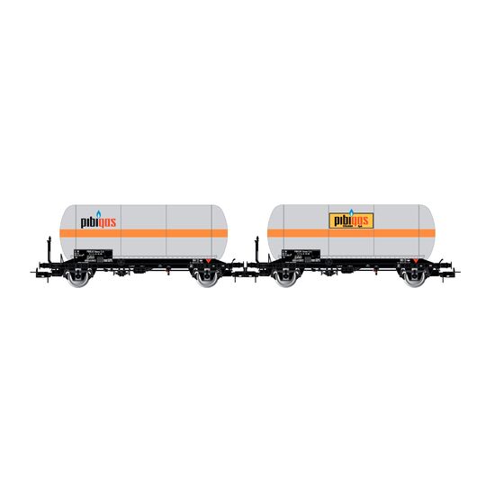 FS Coffret de 2 wagons-citernes à gaz à 2 essieux Liquigas argentés Ep.III