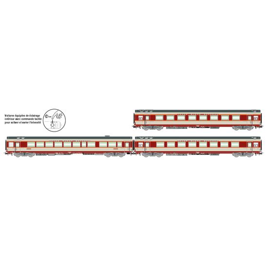 SNCF 3 pcs. Coffret voiture Grand Confort TEE Le Kléber A8u A8tu Vru gris Ep. IV