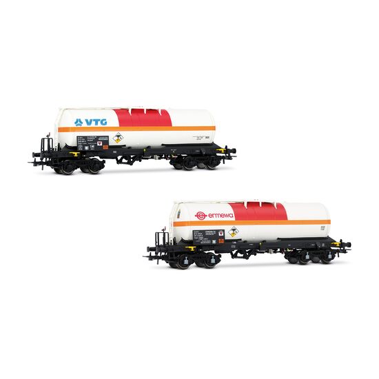 SNCF 2 wagons-citernes VTG + Ermewa beige/orange/rouge Ep. VI