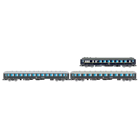 FS 3-teil. Set Rapido 904-905  WR CIWL 1925 + UIC-X 68 A + B grau  rote Streifen  Ep. IVa