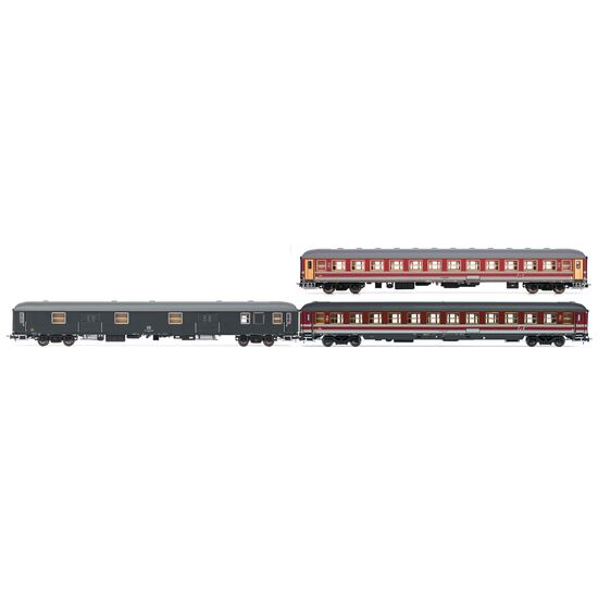 FS 3-teil. Set Alpen-Express  2x UIC-X B rot/grau + Gepäckwagen UIC-X 70 grau  Ep. IVb