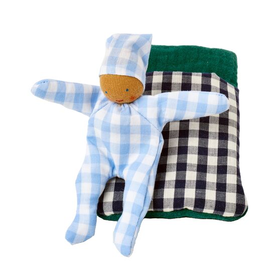 BABY avec sac de couchage carreau bleu