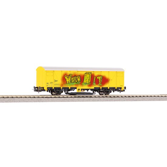 CFF Wagon nettoyeur de rails jaune avec graffiti Ep., 2 image