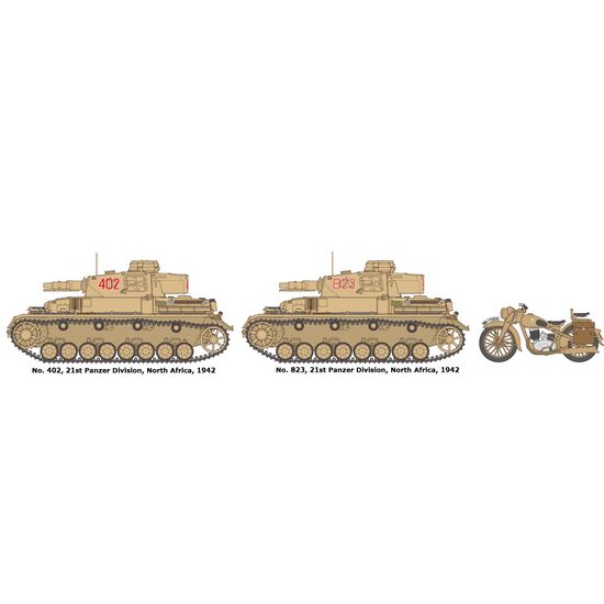 1/35 German Tank IV Ausf. F &amp; Motorcycle Set North Africa, 3 image