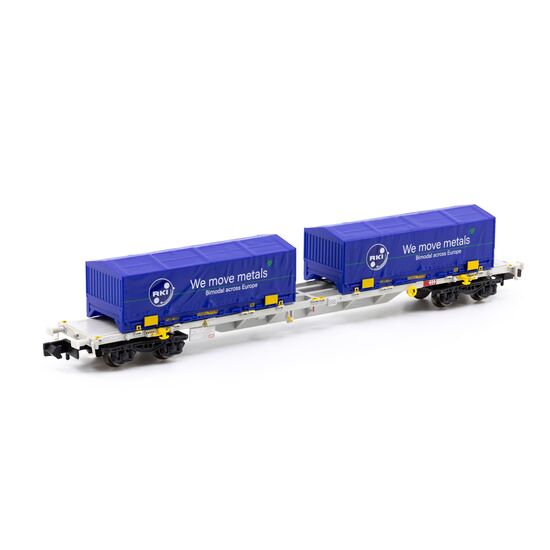 Wagon porte-conteneurs à 4 essieux avec 2x conteneurs bleus 22' coil RHEINKRAFT, 2 image