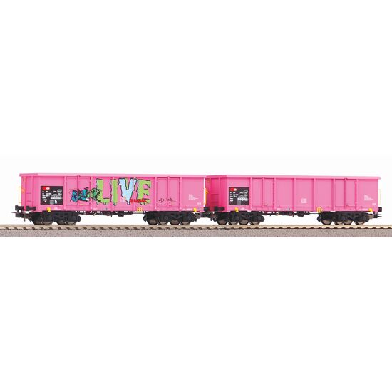 CFF 2 wagons à bords hauts Eaos rose 1x Graffiti EpV, 2 image