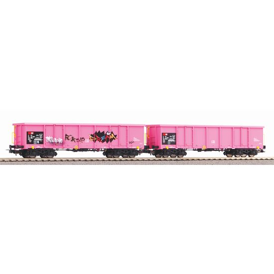 CFF 2 wagons à bords hauts Eaos rose 1x Graffiti EpV
