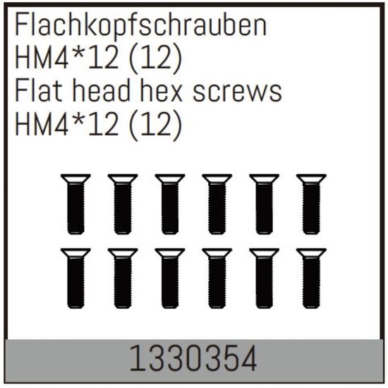 Flachkopfschrauben mit Feingewinde HM4*12/12 Stück