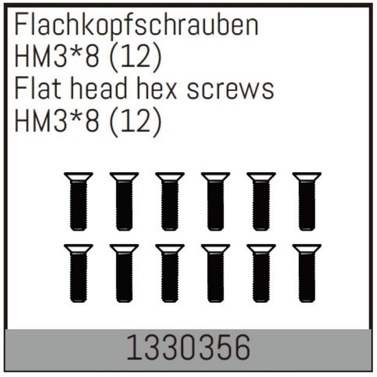HM3*8mm Flachkopfschrauben 12 Stück