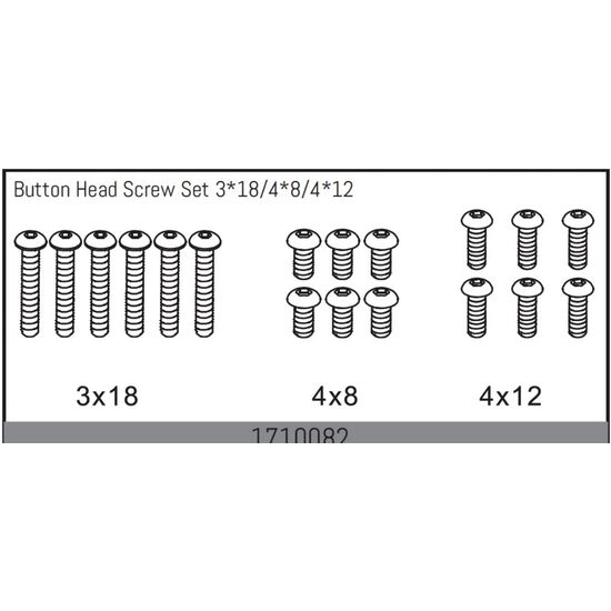 Button Head Screw Set 3*18/4*8/4*12
