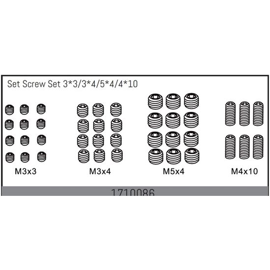 Madenschraubenset 3*3/3*4/5*4/4*10