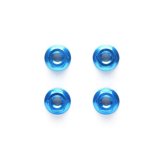 4mm ALU Serrated Nut (4) blue