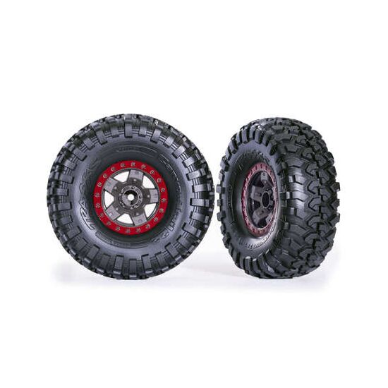 Tires and wheels, assembled, glued (M ethod 105 1.9' black chrome, blue bea dlock style wheels, Canyon Trail 4.6x