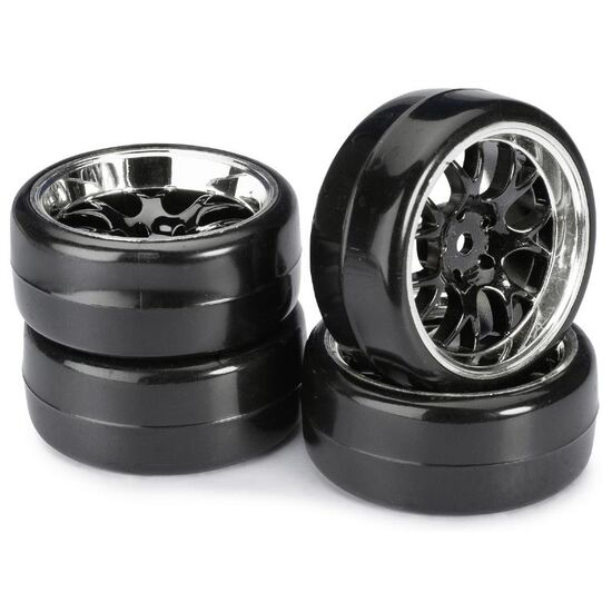 Train de roues Drift LP  Comb/Profile B  noir/chromé 1/10ème (4pcs)