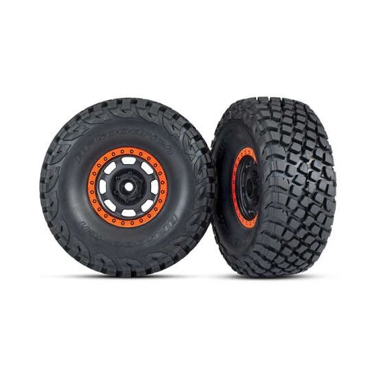 Tires and wheels, assembled, glued (D esert Racer wheels, black with orange beadlock, BFGoodrich Baja KR3 tire