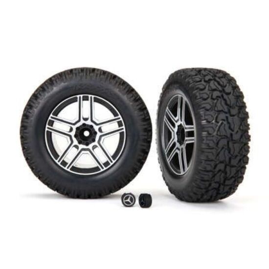 Tires and wheels, assembled, glued (2 .6' black, satin chrome-plated Merced es-Benz G 500 4x4 wheels, 2.6' tires