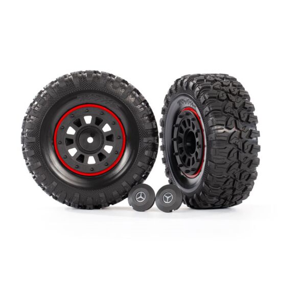 Tires and wheels, assembled, glued (2 .2' black wheels, 2.2' tires) (2)/ ce nter caps (2)/ beadlock rings (2) (re