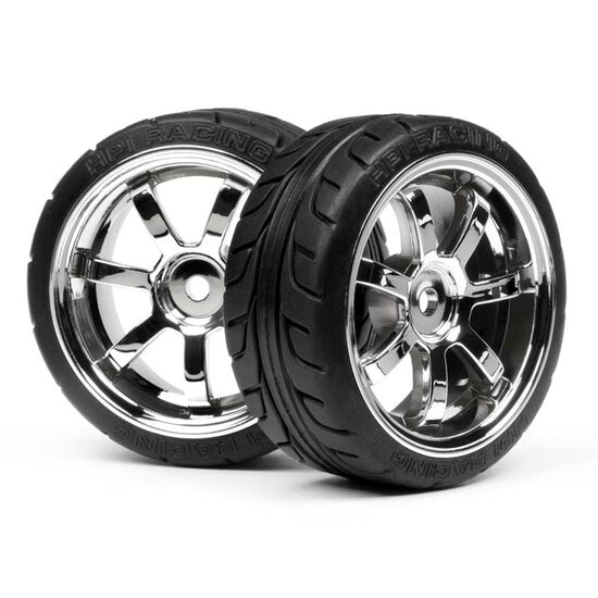 T-GRIP REIFEN AUF 26mm RAYS 57S-PRO CHROM-FELGEN MONTIERT