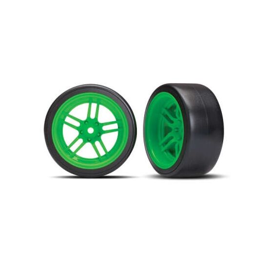 Tires and wheels, assembled, glued (s plit-spoke green wheels, 1.9' Drift t ires) (rear)