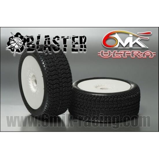 6M-BLASTER-SILVER-Blaster Tyres in Silver compound glued on rims (Pair) - for Astroturf