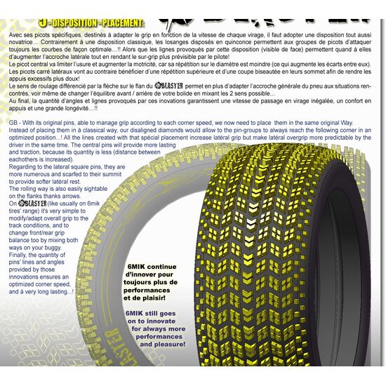 6M-BLASTER-SILVER-Blaster Tyres in Silver compound glued on rims (Pair) - for Astroturf