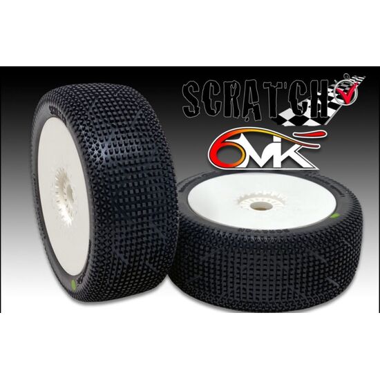 6M-TU17B-Scratch Tyres glued on rims - Blue compound (pair)