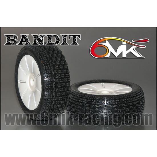 6M-TU8B-Bandit&nbsp; Tyres glued on rims - Blue compound (pair)