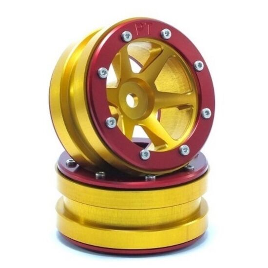 Beadlock Jantes PT-Slingshot doré/rouge 1.9 (2 pcs)