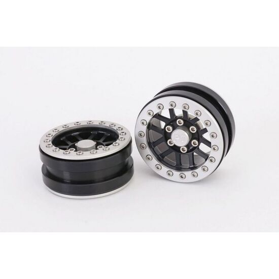 Beadlock Wheels PT-Warrior Black/Silver 1.9 (2pcs)