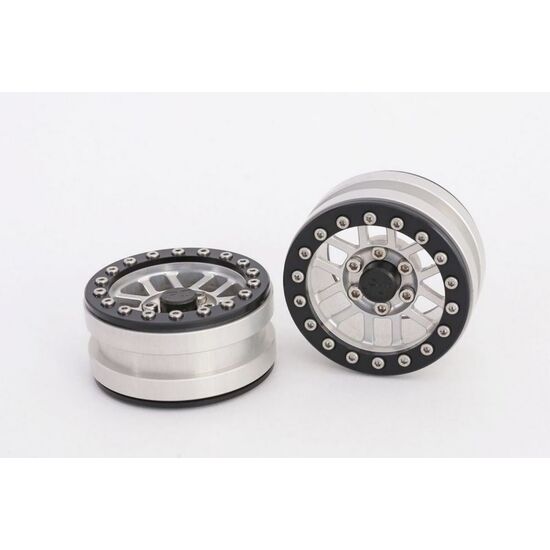 Beadlock Wheels PT-Warrior Silver/Black 1.9 (2pcs)
