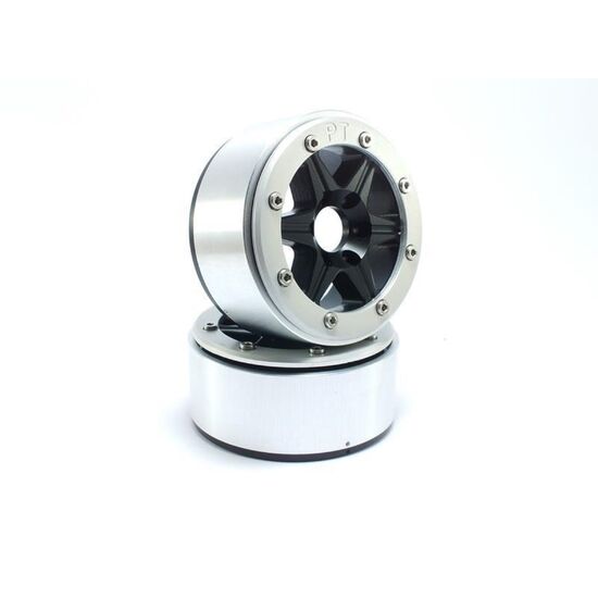 Beadlock Wheels SIXSTAR noir/argent 1.9 (2) sans moyeu de roue