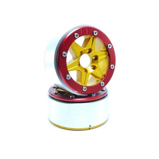 Beadlock Wheels SIXSTAR doré/rouge 1.9 (2) sans moyeu de roue