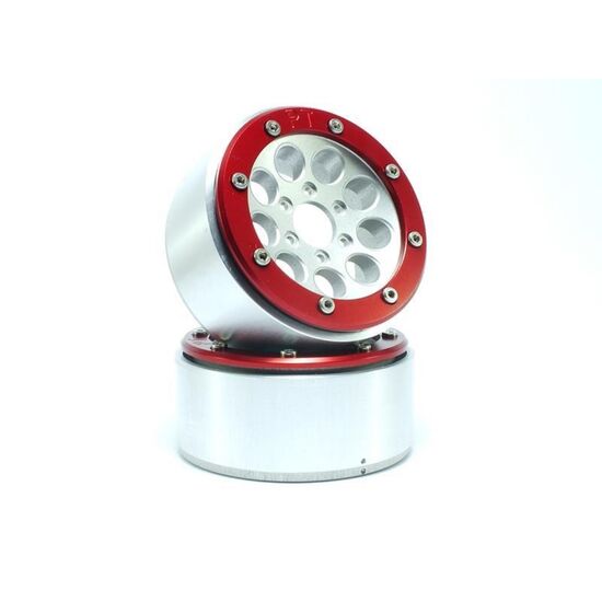 Beadlock Wheels GUN silber/rot 1.9 (2) ohne Radnabe