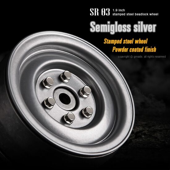 GM70182-Gmade 1.9 SR03 beadlock wheels (Semigloss silver) (2)