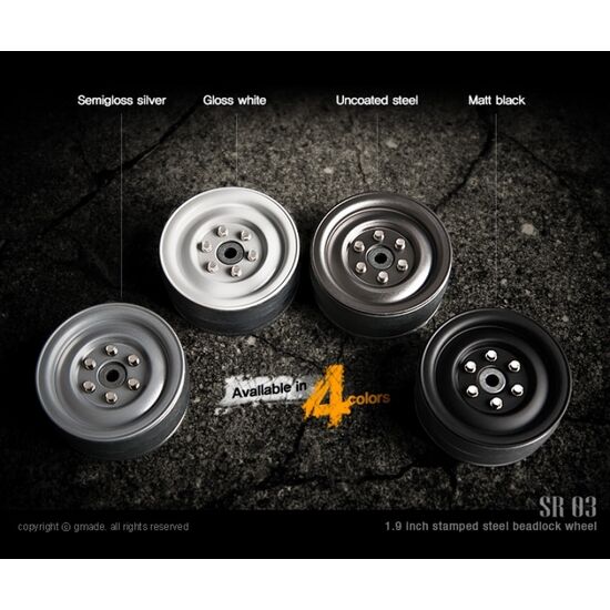 GM70182-Gmade 1.9 SR03 beadlock wheels (Semigloss silver) (2)