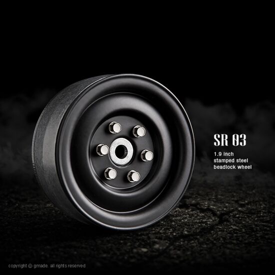 Gmade 1.9 SR03 beadlock wheels (Matt black) (2)