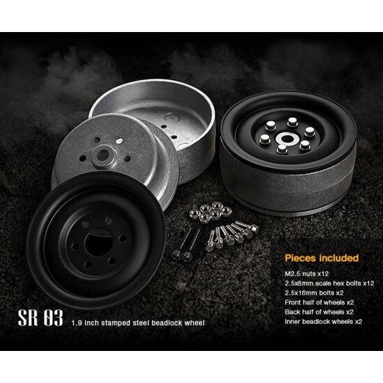 Gmade 1.9 SR03 beadlock wheels (Matt black) (2), 3 image
