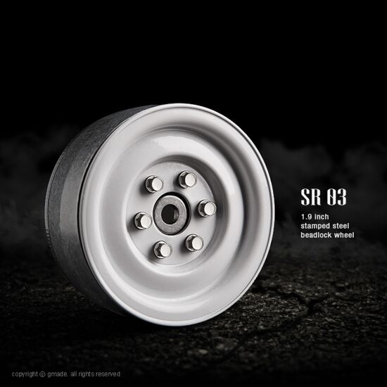 Gmade 1.9 SR03 beadlock wheels (Gloss white) (2)