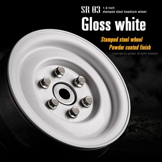 Gmade 1.9 SR03 beadlock wheels (Gloss white) (2), 2 image
