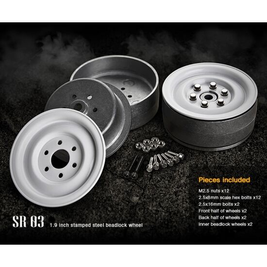 GM70186-Gmade 1.9 SR03 beadlock wheels (Gloss white) (2)