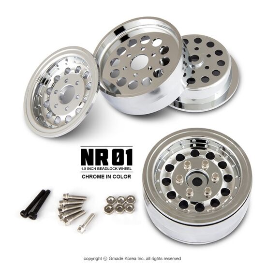 Gmade 1.9 NR01 beadlock wheels (Chrome) (2), 2 image