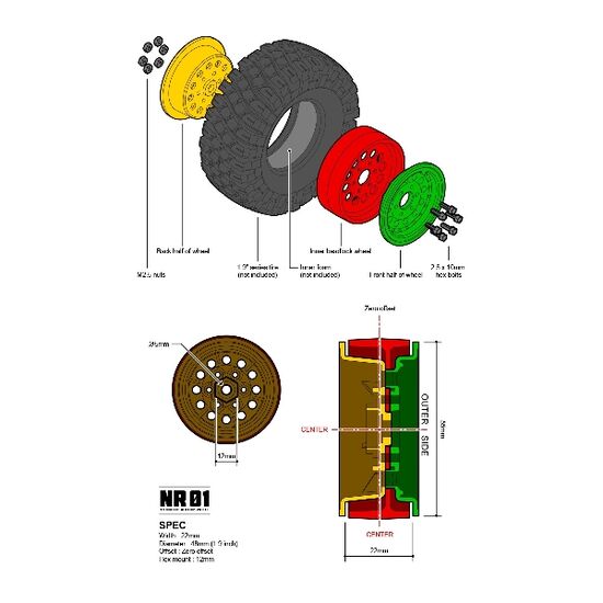 Gmade 1.9 NR01 beadlock wheels (Chrome) (2), 4 image