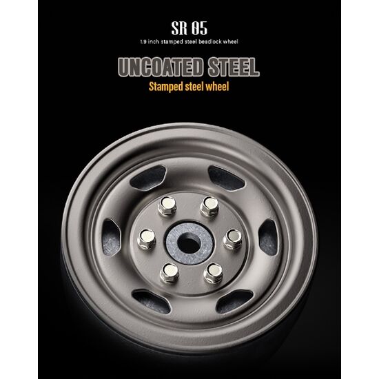Gmade 1.9 SR05 beadlock wheels (Uncoated Silver) (2), 2 image